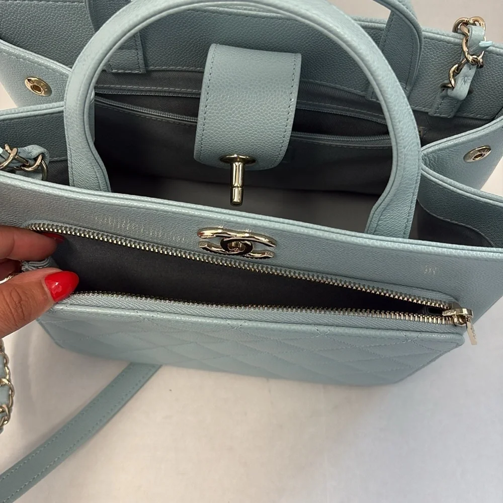 Chanel Business Affinity Blue Quilted Tote